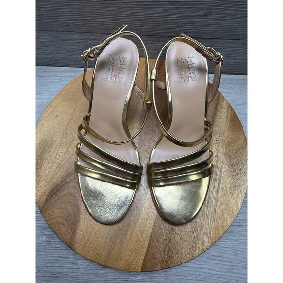 Naturalizer Womens Kimberly Buckle Open Toe Strappy Pumps Gold Sandals Size 8 W - Picture 3 of 6